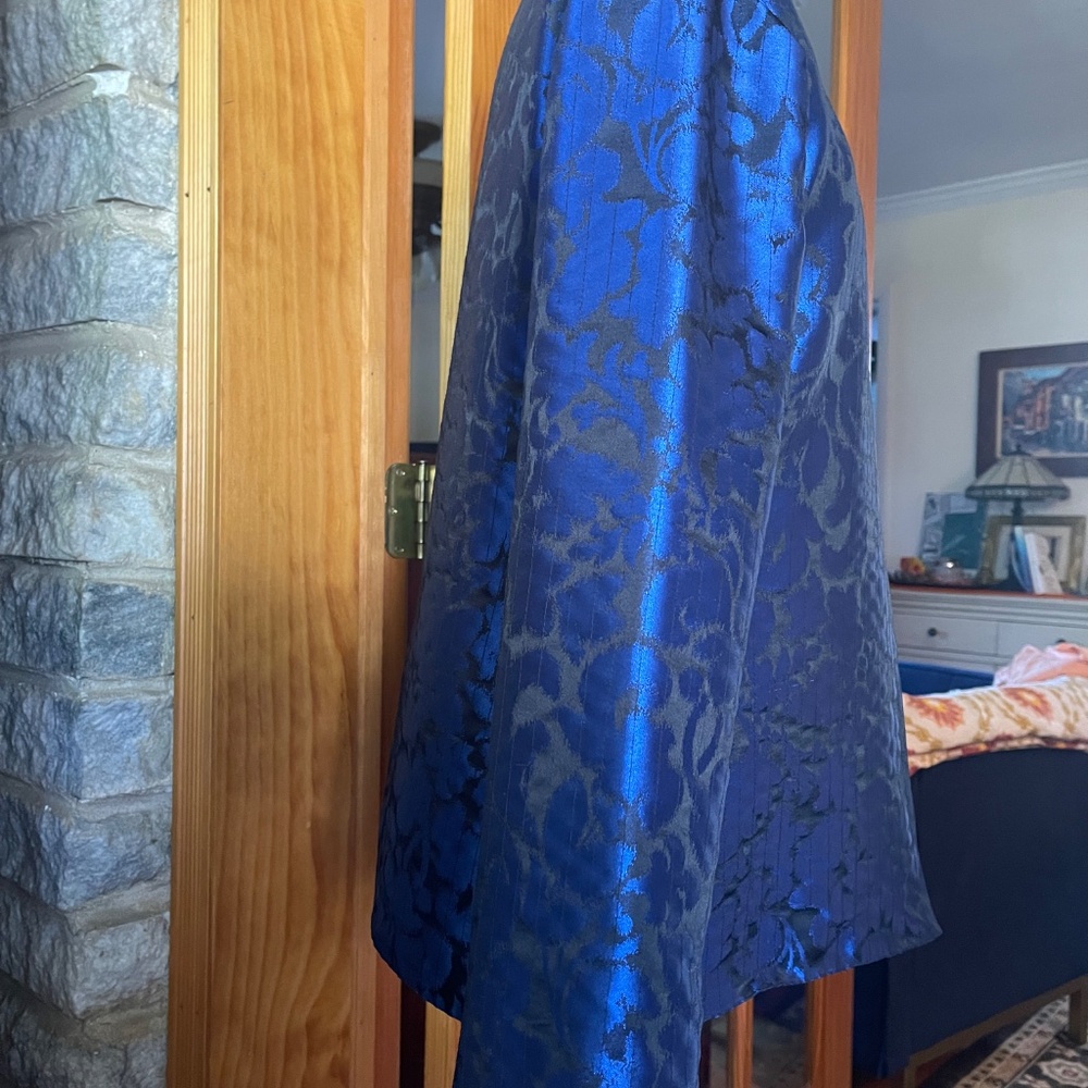 Chino’s Elegant Mandarin Collar Blue and Black Brocade Jacket‎ Size 1 Med/8 - Picture 5 of 11